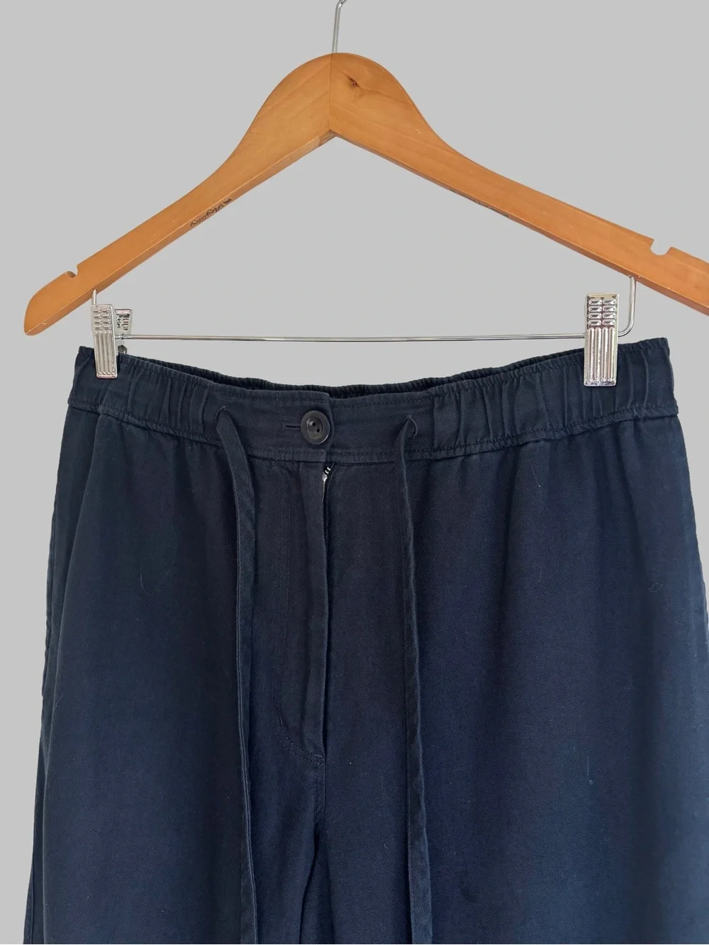 COS Navy Cotton Lyocell Linen Drawstring Barrel Tapered Pants Women’s US 6